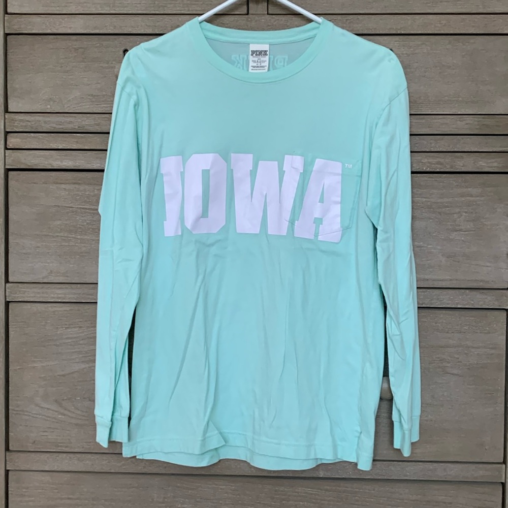 Victoria’s Secret PINK Iowa Hawkeyes Mint Green Long Sleeve Tee